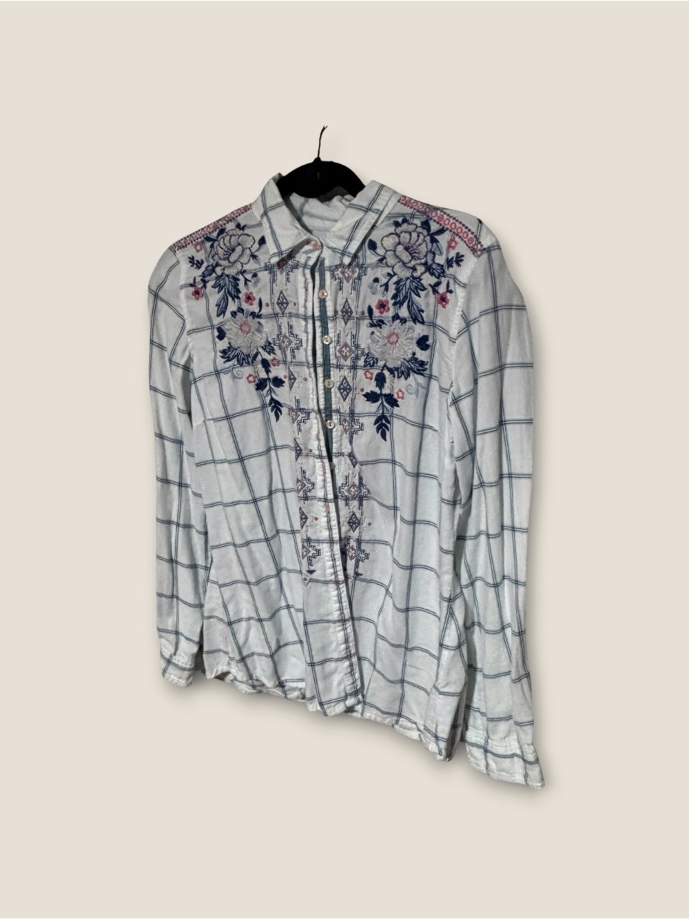 Gently worn Johnny Was button down shirt
